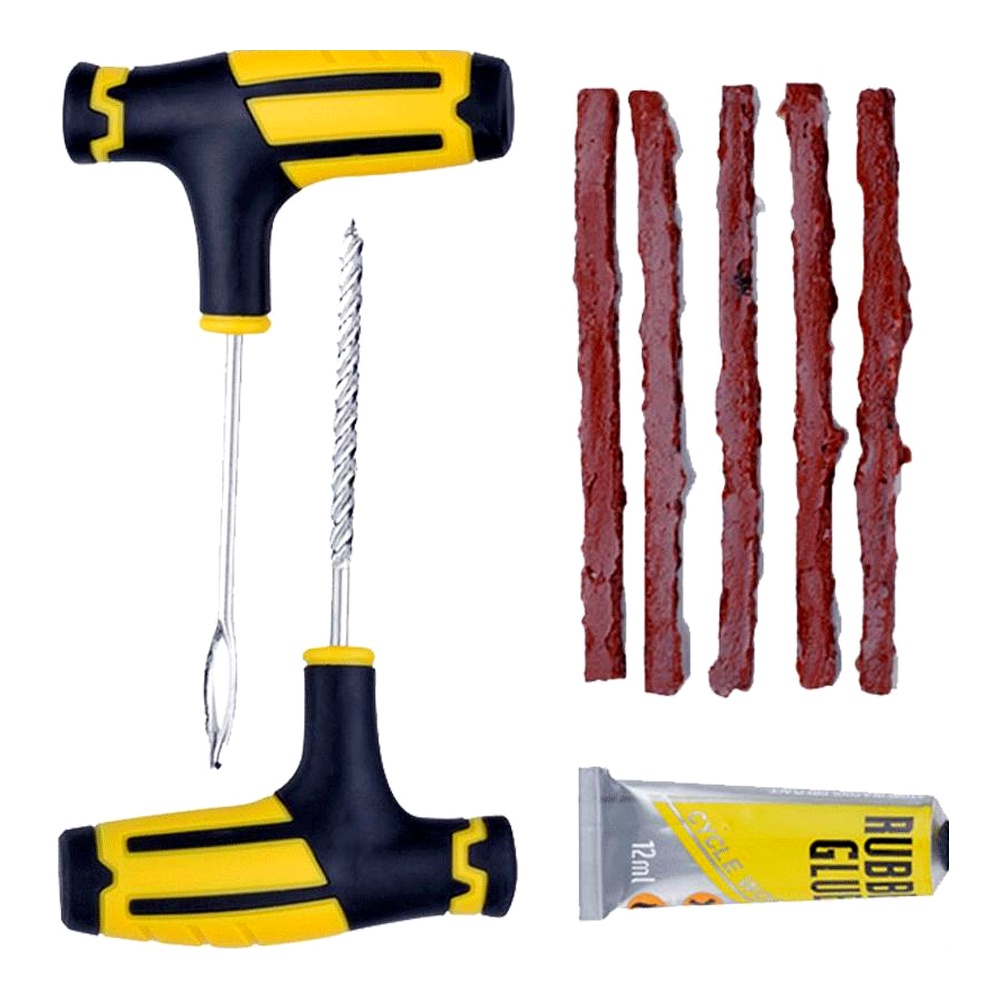 Accueil Kit de réparation crevaison pneu AutOutilShop avec mèches, outils et colle