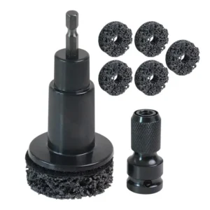 Brosse abrasive de moyeu de roue avec adaptateur pour clé à cliquet et 5 disques de rechange