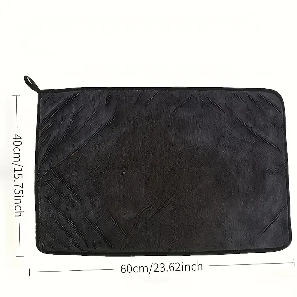 Dimensions Serviette Microfibre – AutOutilShop Serviette microfibre noire 60x40 cm avec bordure cousue et boucle d'accroche